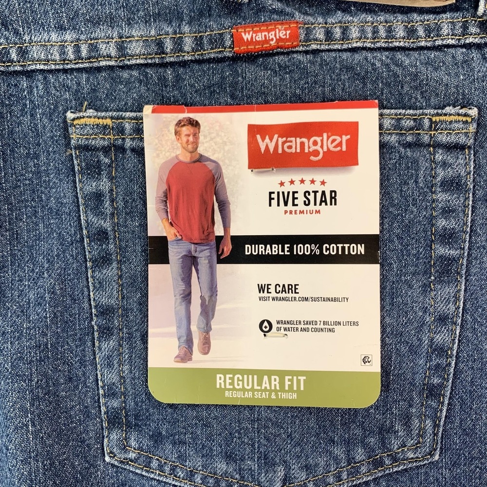 NEW Wrangler Five Star 96501DS Jeans Mens 40x32 Blue Regular Straight Denim - Picture 14 of 15